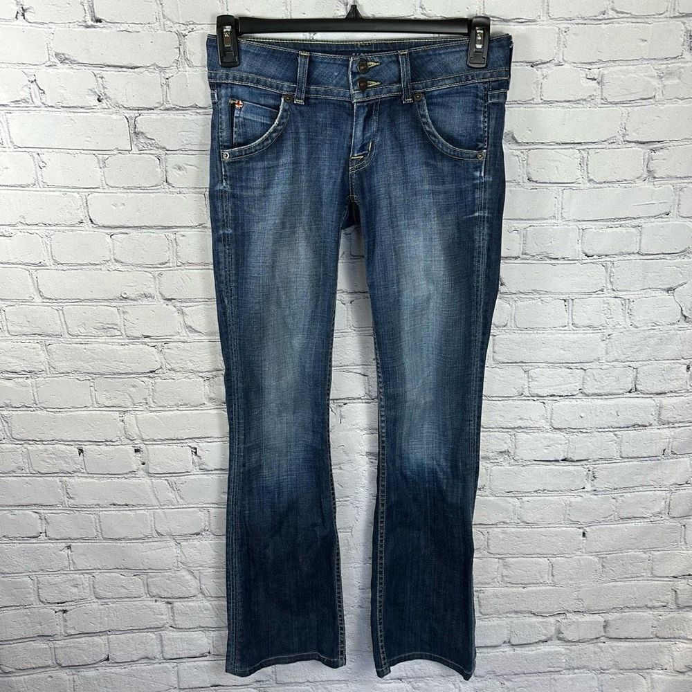 Hudson Women’s Denim Jeans Low Rise Flap Back Pockets Bootcut Color-Elm 26